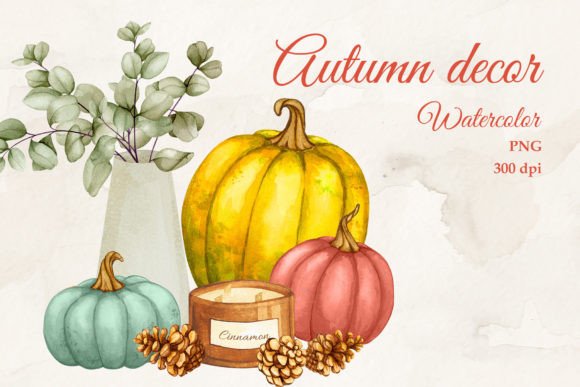 Autumn Decor Sublimation: A Hand-Painted Clipart PNG for Designers