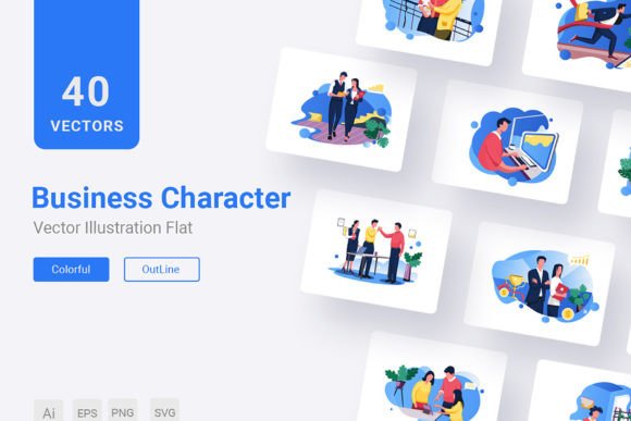 Business Character Flat Illustration: 80 Assets for Modern Design