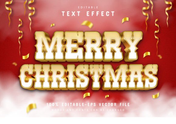 Christmas White Gold 3d Text Effect: A Festive Design Asset