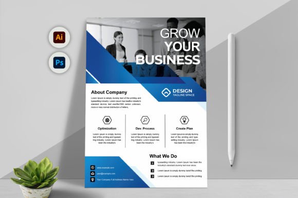 Corporate Flyer Layout with Graphic Elem: A Modern Design Asset