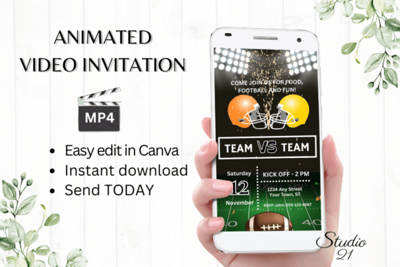 Electronic Football Game Invitation: Instant Digital Celebrations
