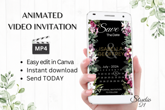 Elegant Digital Invites: Orchids Save the Date W2455B