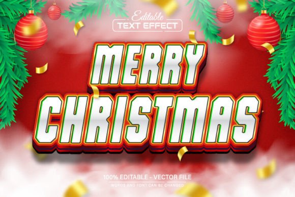 Elevate Holiday Designs with Merry Christmas 3D Text Effect Editable