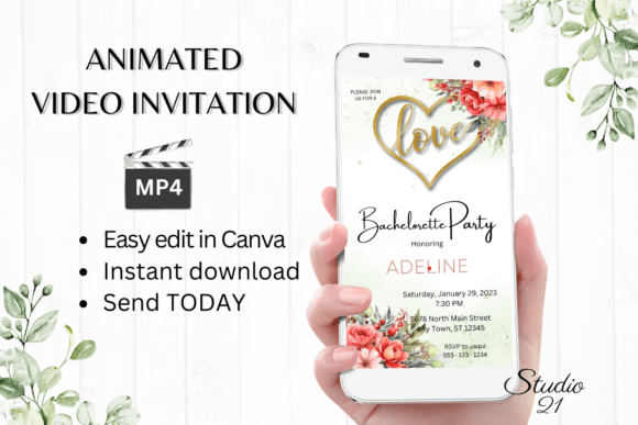Floral Bachelorette Party Invite W6130: A Designer's Guide to Animated Invites
