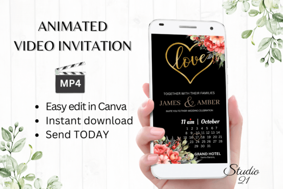 Floral Wedding Invitation W8131B: A Designer's Take on This Animated Template