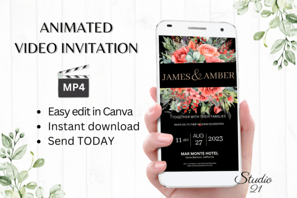 Floral Wedding Invitation W8137: A Modern Digital Template