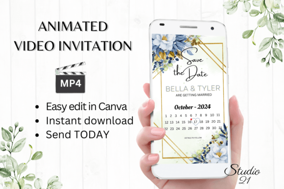 Modern Elegance: Digital Save the Date W2144B for Your Wedding