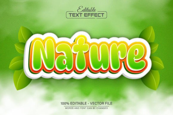 Nature Cartoon 3D Text Effect: Editable Vector Magic