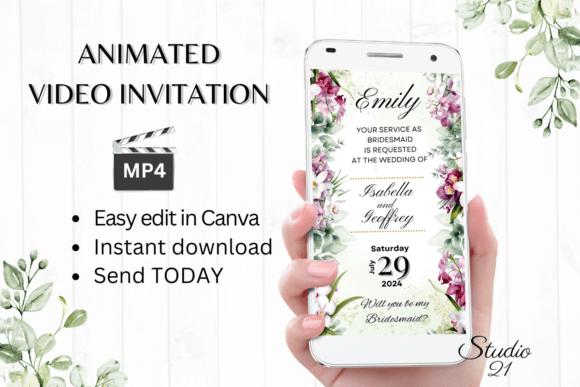 Orchids Bridesmaid Proposal W3454M: A Digital Template for Modern Invitations