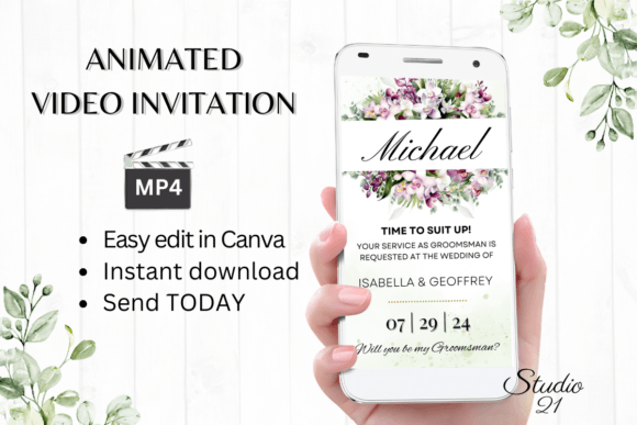 Orchids Groomsman Proposal W3456GM: A Digital Invitation Template