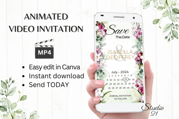 Orchids Save the Date W2454B: A Digital Animated Invitation